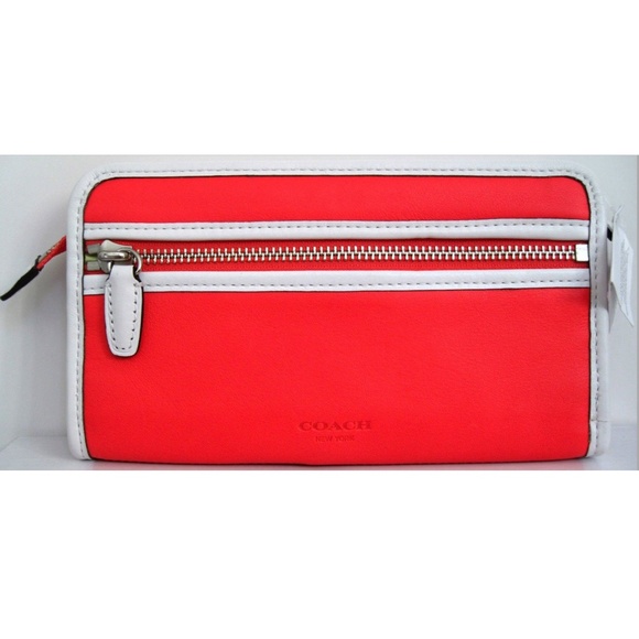 COACH Legacy Archive Coral Wht Zippy Clutch Wallet - Picture 2 of 8